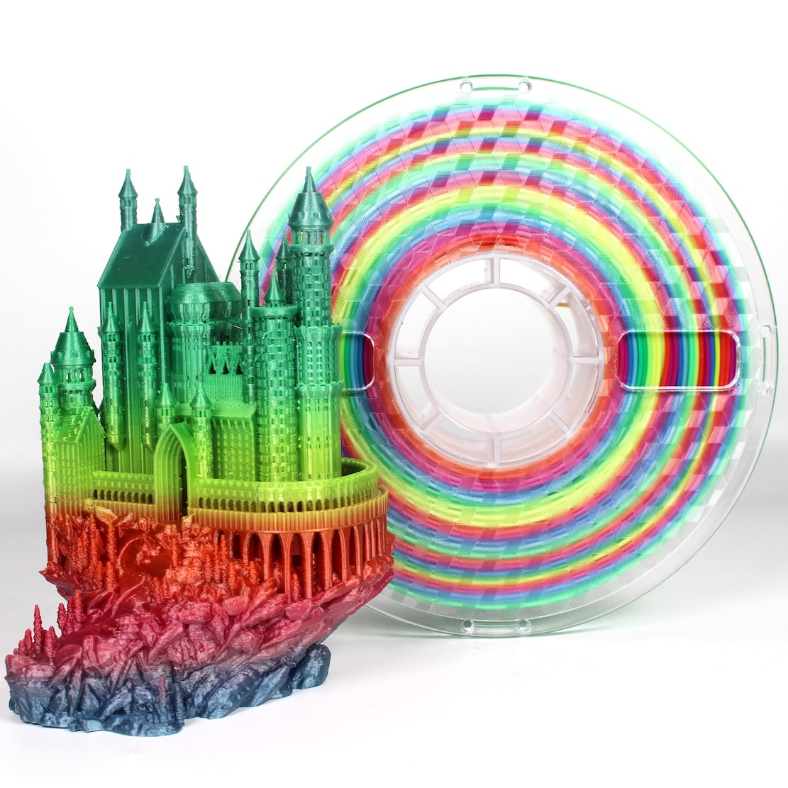 FilamentHub PLA Silk Rainbow Fast Change 1.75mm 3D Printer Filament Spool with eagle alt view