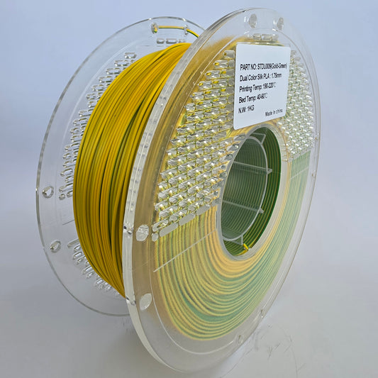 PLA Dual - Green / Gold Filament 1.75mm - FilamentHub