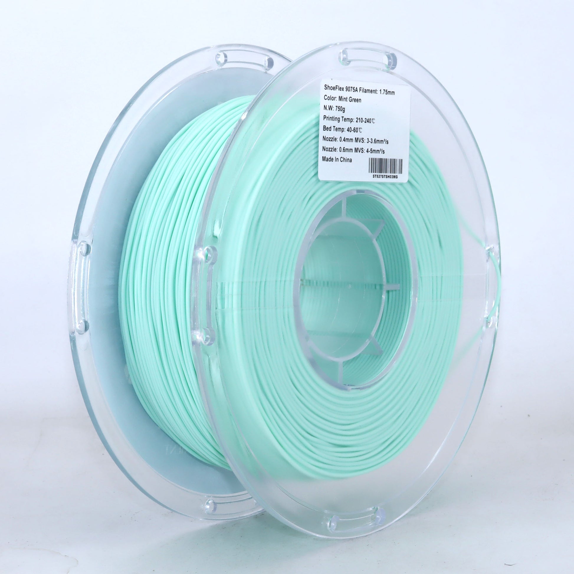 FilamentHub ShoeFlex 9075A Mint Green 1.75mm 3D Printer Filament Spool Label Australia