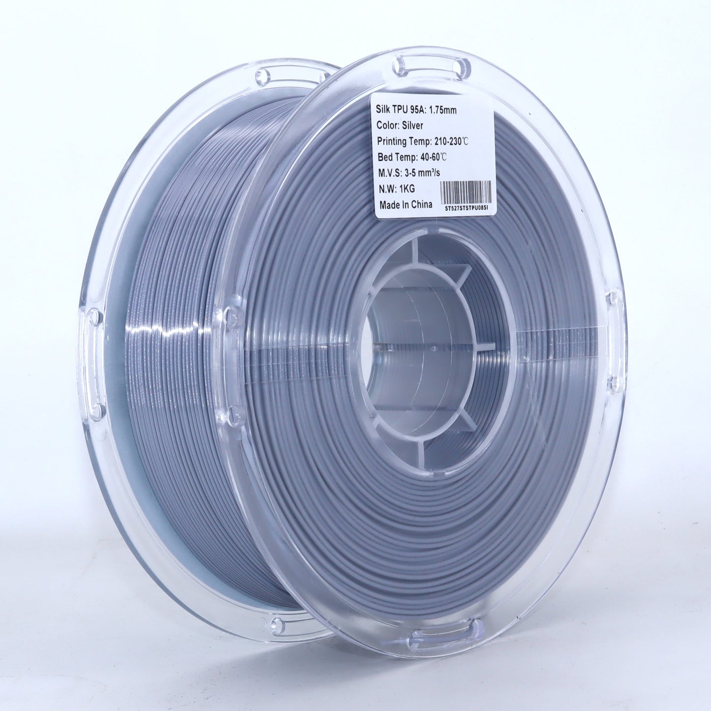 FilamentHub TPU 95a Silk Silver 1.75mm 3D Printer Filament Spool Label Australia