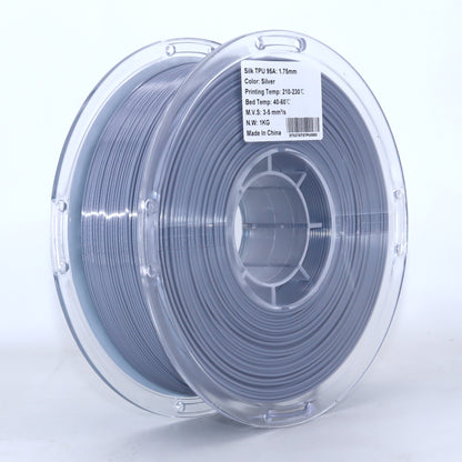 FilamentHub TPU 95a Silk Silver 1.75mm 3D Printer Filament Spool Label Australia