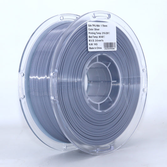 FilamentHub TPU 95a Silk Silver 1.75mm 3D Printer Filament Spool Label Australia