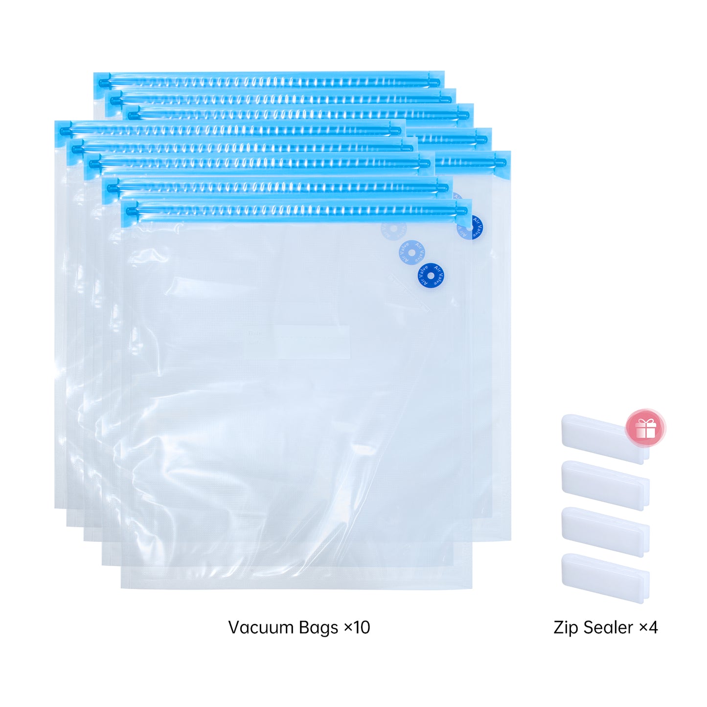 Vacuum Storage Bags x10 with Zip Sealers x4 for storage and preservation