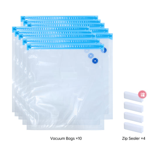 Vacuum Storage Bags x10 with Zip Sealers x4 for storage and preservation